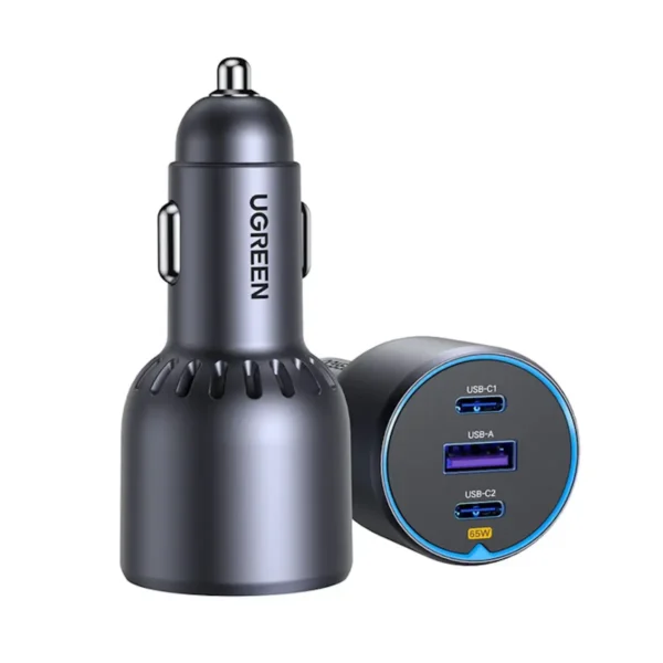 UGREEN 75W In-Vehicle Charger – 2× USB-C PD, USB-A (35024 / 20467)