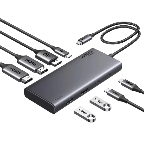 UGREEN 35625 USB-C Dock — 8 Ports, Triple 4K Monitors, 100W Charging