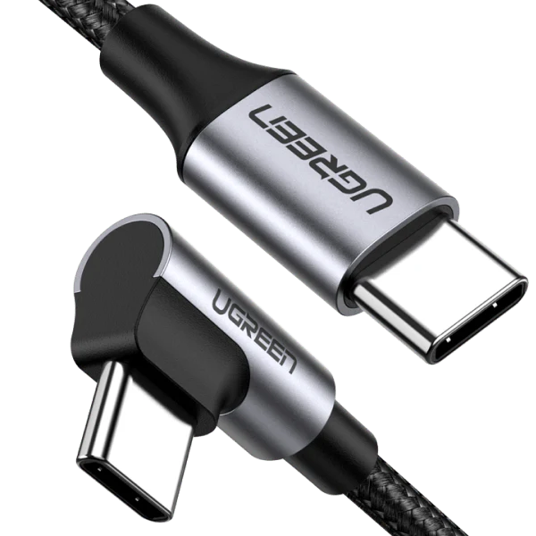 UGreen USB-C to USB-C 90° Angled Cable — 60W PD & USB 2.0 Data