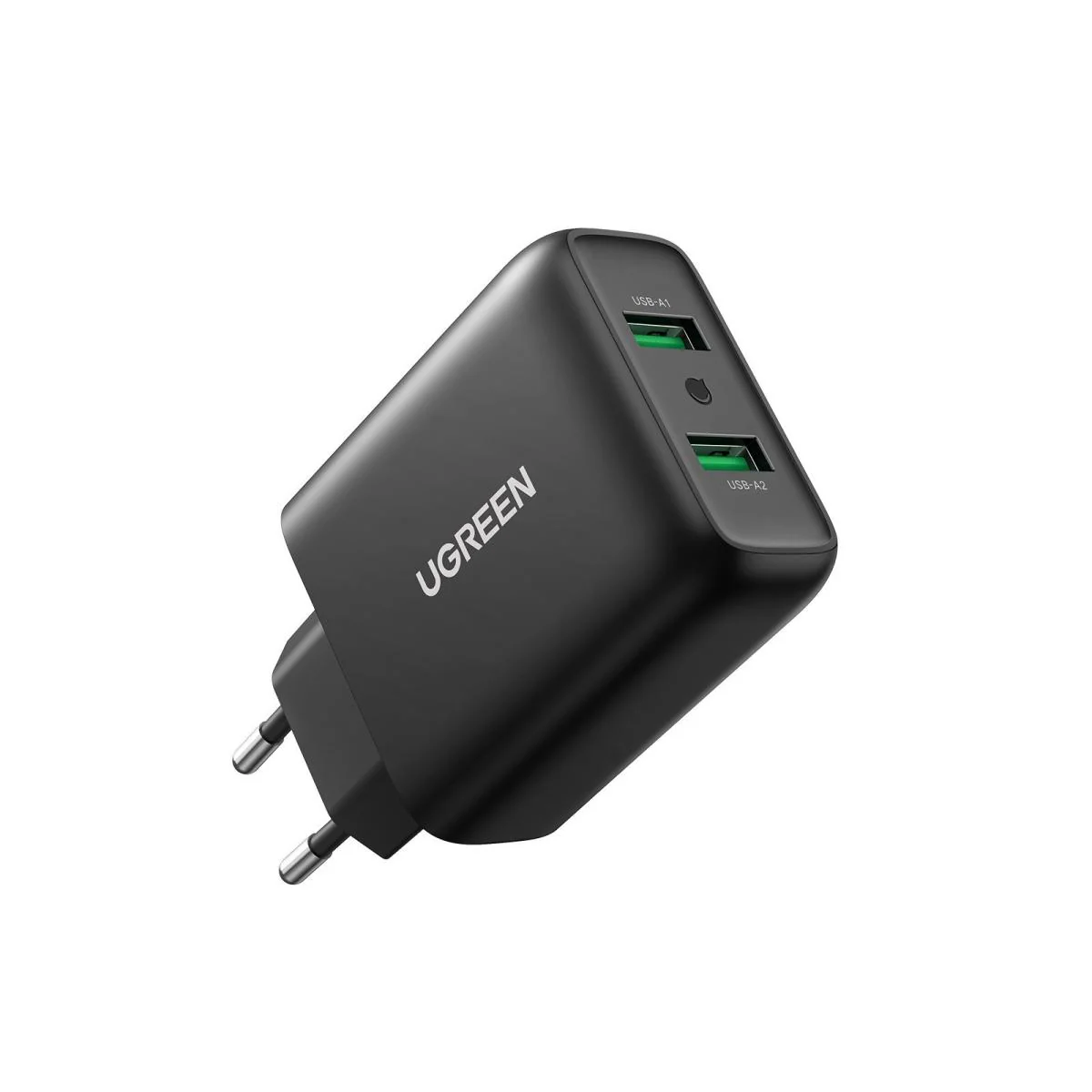 UGREEN CD161 36W Dual USB-A Wall Charger — Quick Charge 3.0, Foldable Plug, Black