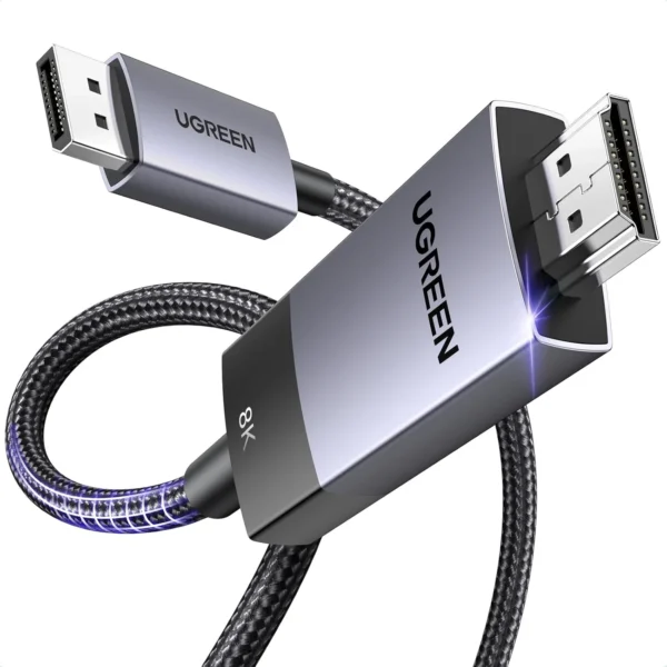 UGreen 80396 — 1.5m Braided DP 1.4 to HDMI 2.1 Adapter Cable