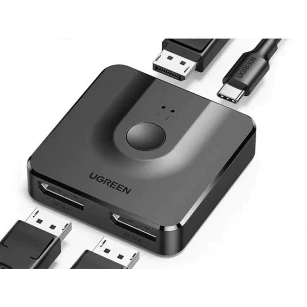 UGreen 60622 DisplayPort Switch — Reversible 2-In/1-Out or 1-In/2-Out