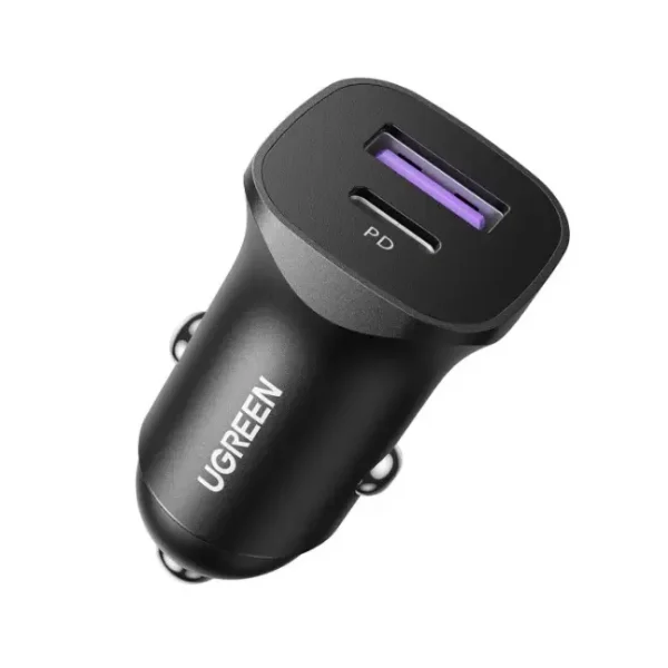 UGREEN 25045 Dual USB-C & USB-A Car Adapter — 30W PD In-Vehicle Power