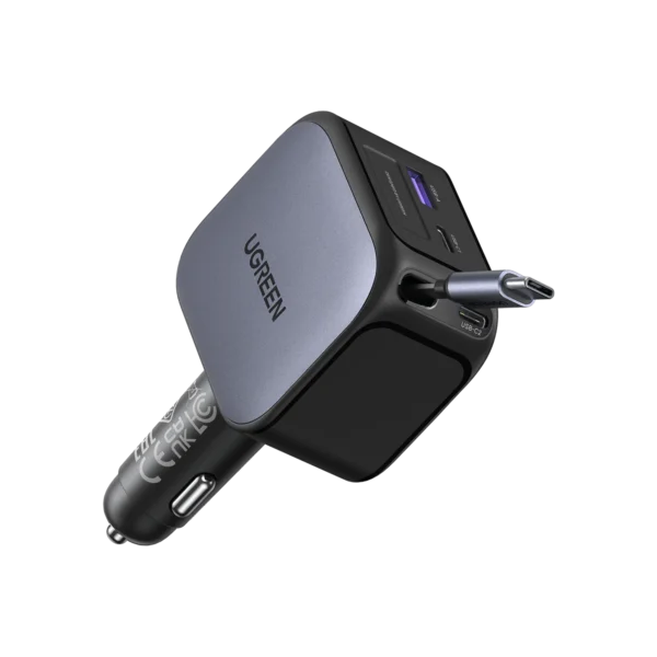 UGREEN Nexode 55910 Car Adapter – 145W Four-Port with Retractable USB-C