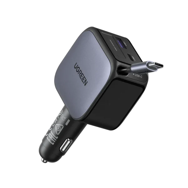 UGREEN Nexode 55212 — 60W In-Car Charger with 70 cm Retractable USB-C