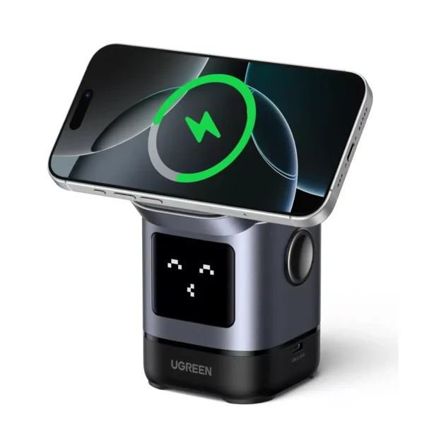 UGREEN Robot Uno 45775 — Foldable Qi2 2-in-1 Magnetic Charger with Display