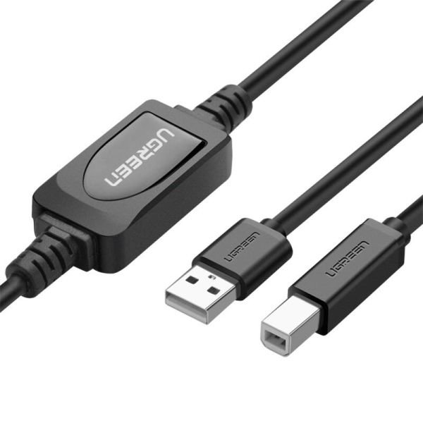 UGreen Active USB 2.0 A-to-B Printer Cable — Extended Reach Type-B Link