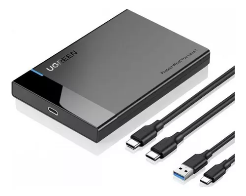 UGREEN 60735 — 2.5″ SATA Enclosure, USB 3.1 Gen 2 (6G) with USB-A & USB-C Cables