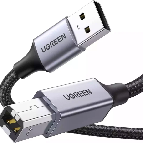 UGREEN 80803 USB 2.0 Printer Cable — USB-A to USB-B, Braided 2 m