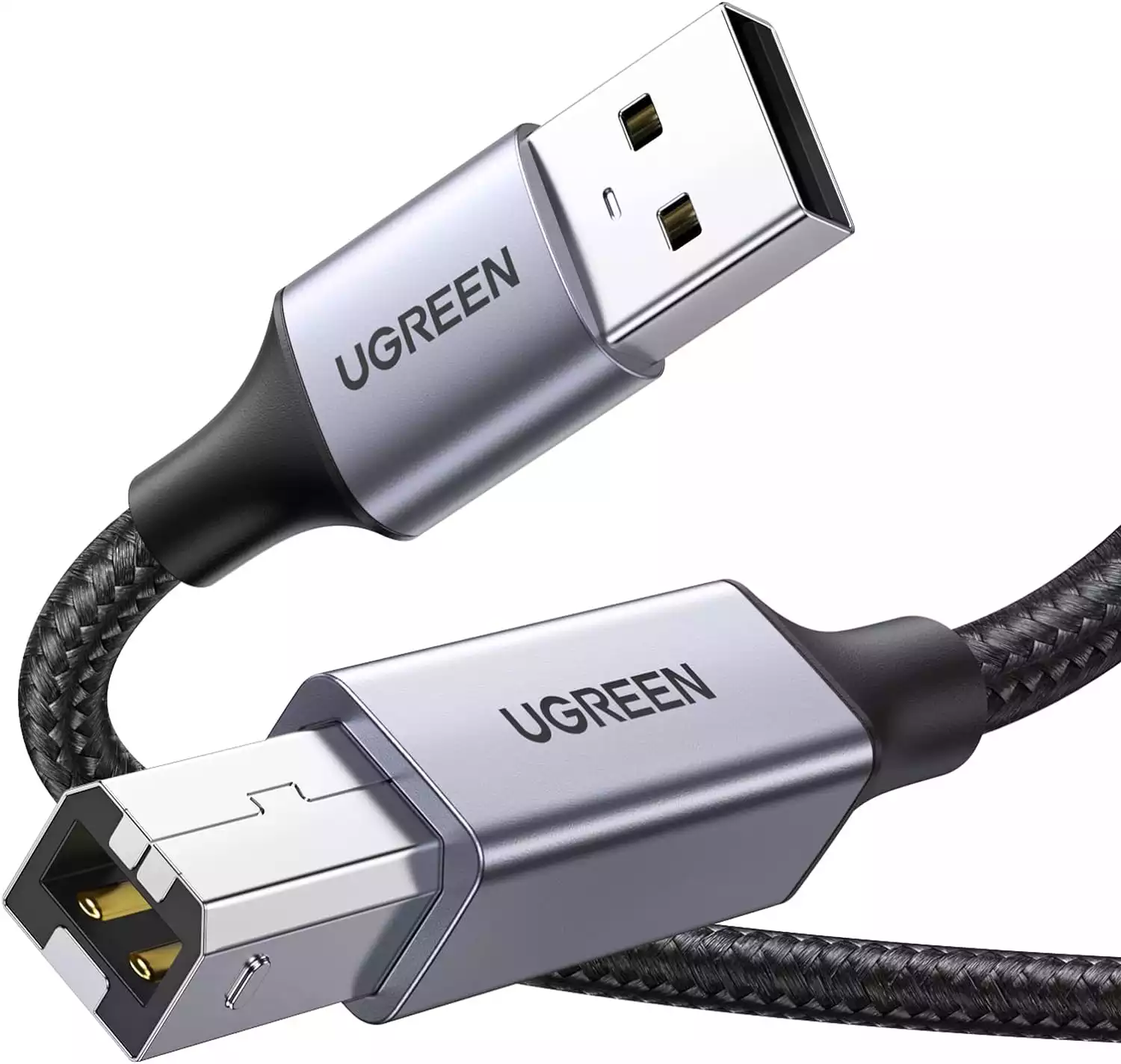 UGREEN 80803 USB 2.0 Printer Cable — USB-A to USB-B, Braided 2 m