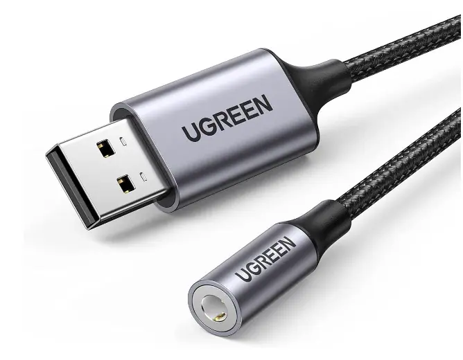 UGREEN 30757 USB-A Sound Card — 3.5mm Headphone & Mic Jack