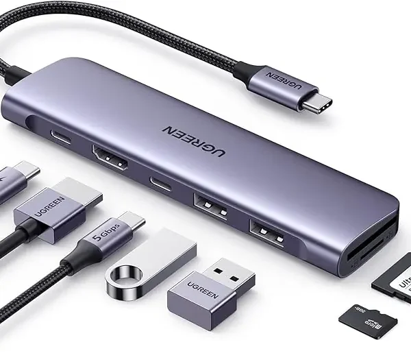 UGREEN 15214 Laptop USB-C Dock — 7-Port 4K HDMI & 100W Power Delivery