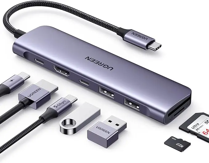UGREEN 15214 Laptop USB-C Dock — 7-Port 4K HDMI & 100W Power Delivery