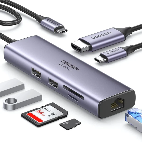 UGREEN 60515 — Seven-Port USB-C Hub with 4K HDMI and Gigabit LAN