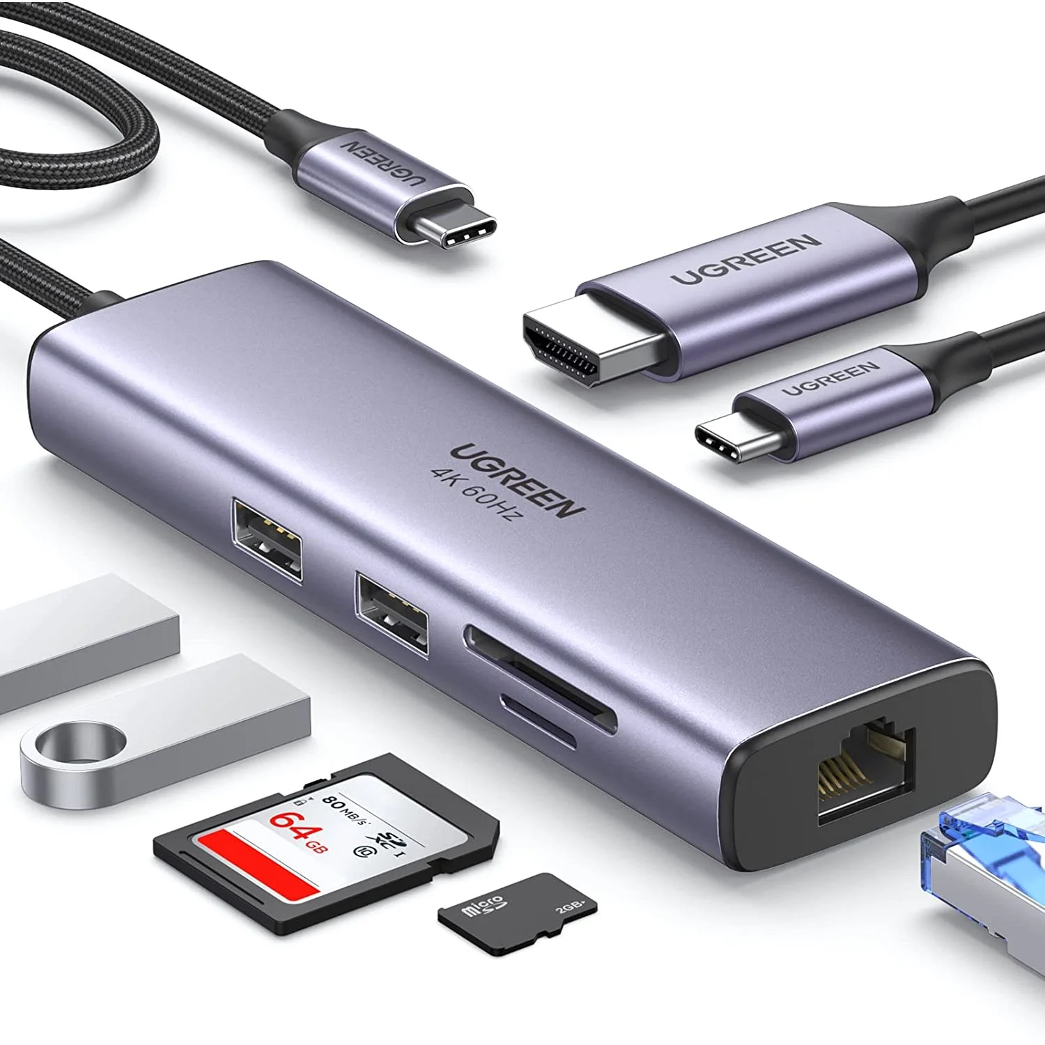 UGREEN 60515 — Seven-Port USB-C Hub with 4K HDMI and Gigabit LAN