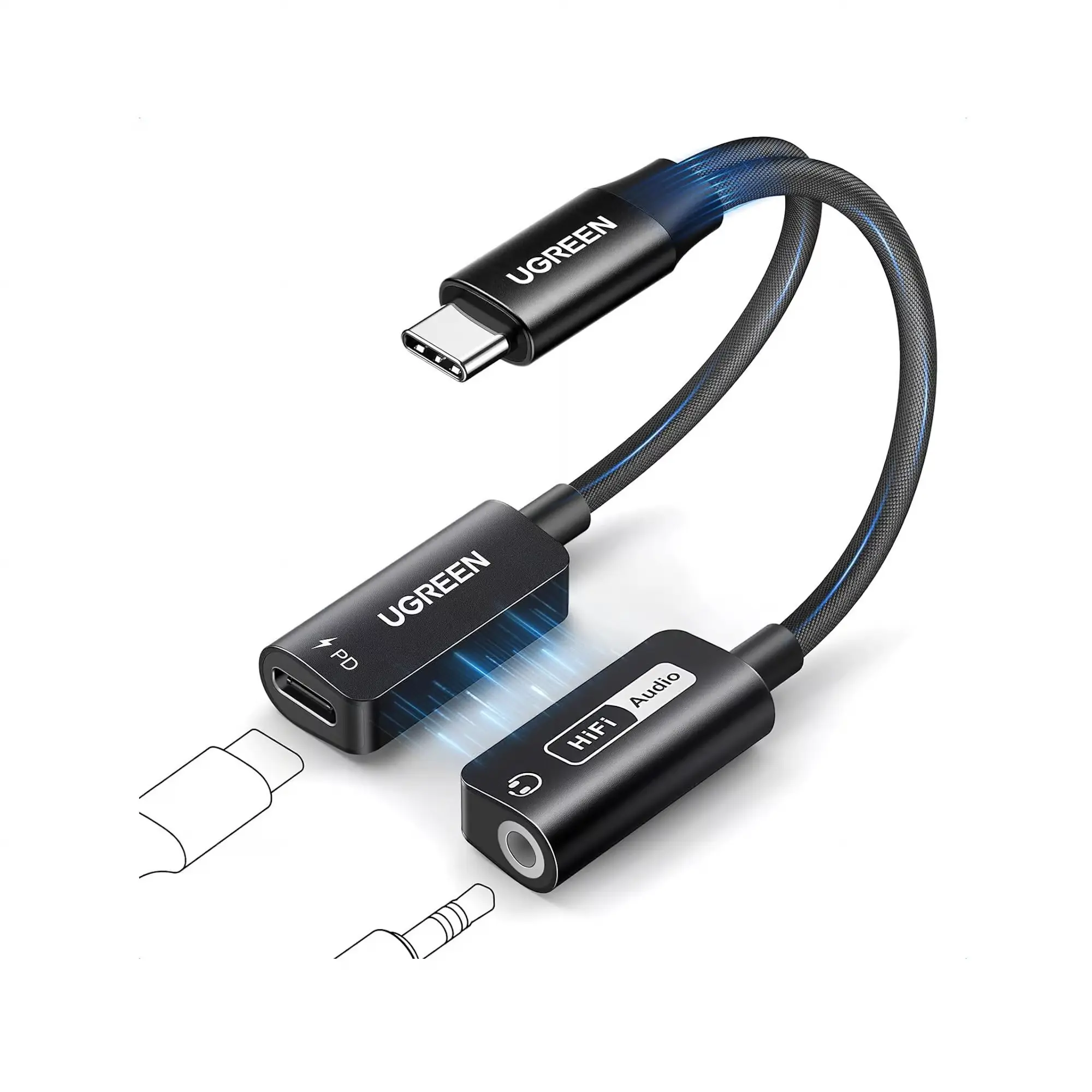 UGREEN 25837 — USB-C Headphone Jack Dongle with 60W Power Delivery Pass-Through