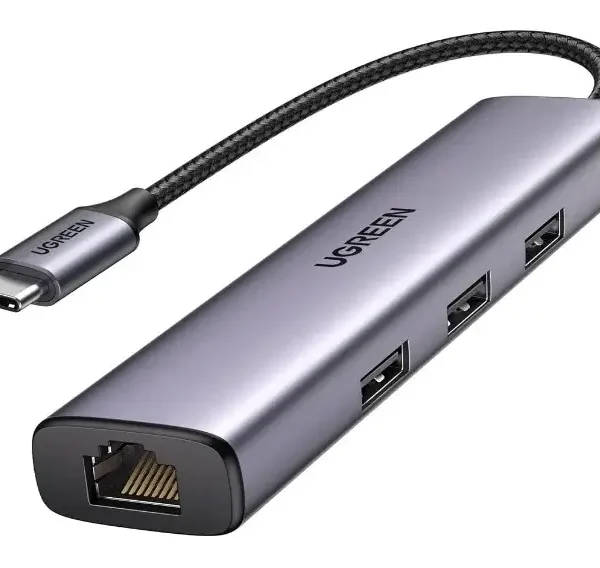 UGreen 60718 USB-C Adapter — 3× USB 3.0, Gigabit Ethernet & Micro USB