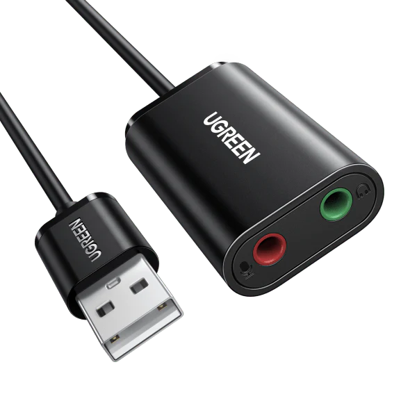 UGreen 30724 USB–3.5 mm Headphone Jack Adapter — Stereo Sound Card