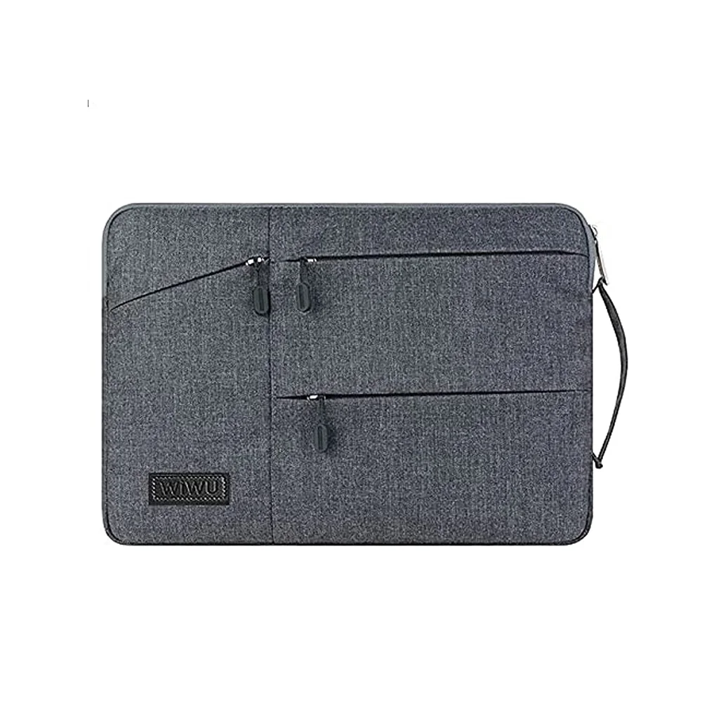 WiWU Grey Pocket Sleeve (13″) — Nylon Sleeve with Pockets and Side Handle