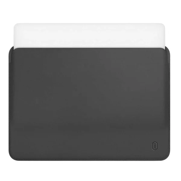 WiWU Skin Pro 12″ Black — PU Leather Sleeve with Magnetic Flap & Dual-Angle Bracket