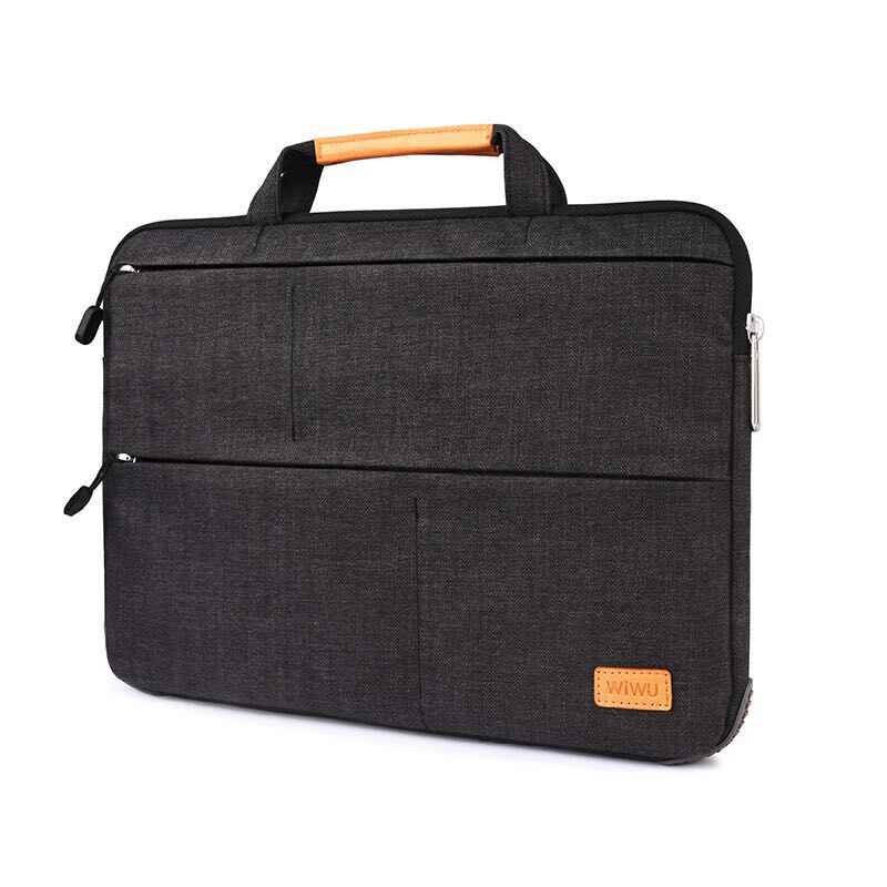 WiWU Smart Stand Sleeve 13″ Black | Fur-Lined Handbag with Built-In Stand
