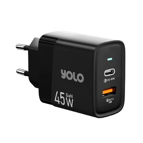 YOLO Y-451 GaN Wall Adapter — 45W USB-C & USB-A