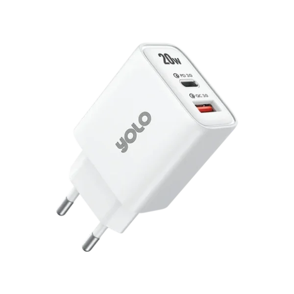 Yolo Y-201 20W Dual Port Super Fast Charger with Type-C Cable