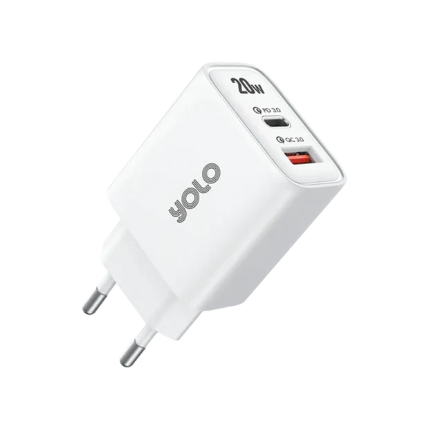 Yolo Y-201 20W Dual Port Super Fast Charger with Type-C Cable