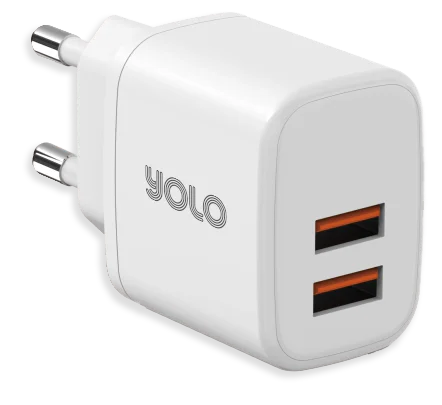 Yolo Y-101 Wall Charger — 12 W Dual USB, 2.4 A