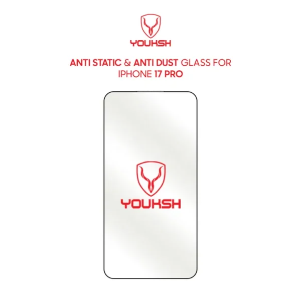 Youksh iPhone 17 Pro Clear Tempered Glass — 9H Anti-Static, 0.15mm
