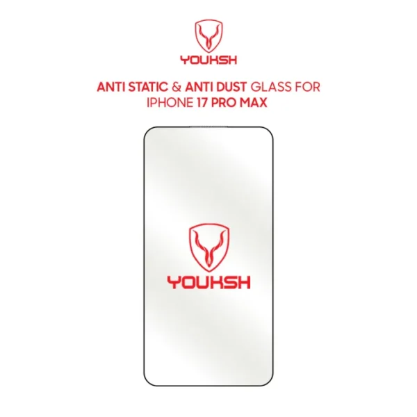 Youksh iPhone 17 Pro Max Clear Anti-Static Tempered Glass — Edge-to-Edge 9H