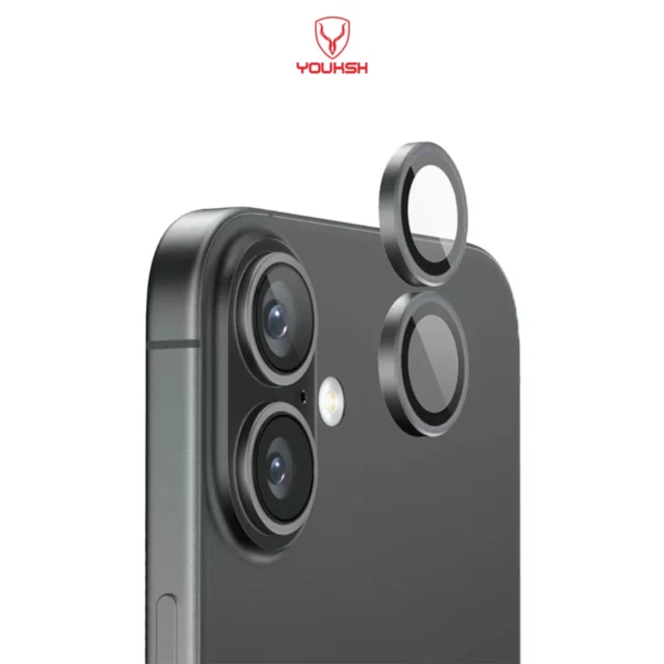 Youksh iPhone 17 Camera Ring Cover — 9H Glass Shield
