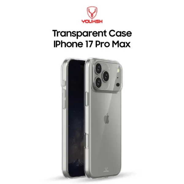 Youksh iPhone 17 Pro Max Jelly TPU Case — 6.9" Clear Back, ~1.5 mm